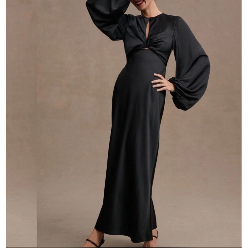 Significant Other Demi Backless Twist Front Column Maxi Gown Black 2
